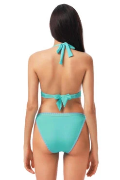 Lucky Brand Embroidered Banded Halter Bikini Top 5 Lucky Brand Embroidered Banded Halter Bikini Top -Shoreline Trendy 00129923 Bikini Top Turquoise Back