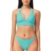 Lucky Brand Embroidered Banded Halter Bikini Top -Shoreline Trendy 00129923 Bikini Top Turquoise Front