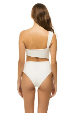 Crepe Asymmetrical One Piece Swimsuit -Shoreline Trendy 1001007 One Piece Swimsuit Off White Back