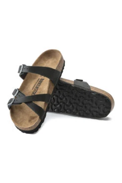 Birkenstock Franca Oiled Leather Slides -Shoreline Trendy 1021112 Shoe Black Side1