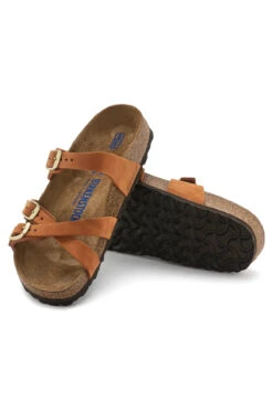 Birkenstock Franca Soft Footbed Slides -Shoreline Trendy 1021490 Shoe Pecan Side1