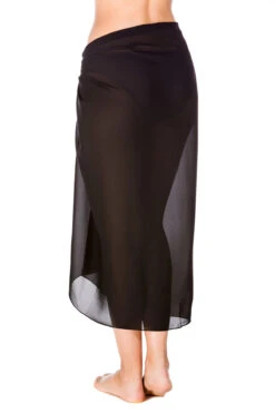 Sheer Long Cover Pareo -Shoreline Trendy 102 Apparel Bottom Black Back