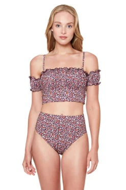 Sanctuary Garden Off Shoulder Crop Bandeau Bikini Top -Shoreline Trendy 104099 RETG 166703