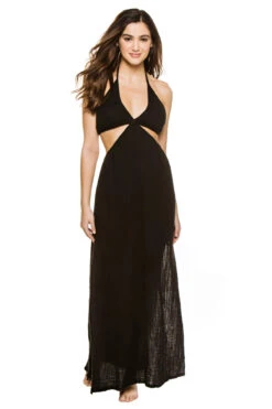 ELAN Cutout Halter Maxi Dress