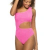 Monaco Cutout Asymmetrical One Piece Swimsuit -Shoreline Trendy 1250 One Piece Swimsuit Hot Pink Front