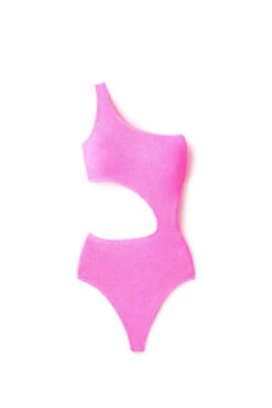 Monaco Cutout Asymmetrical One Piece Swimsuit -Shoreline Trendy 1250 One Piece Swimsuit Hot Pink Laydown