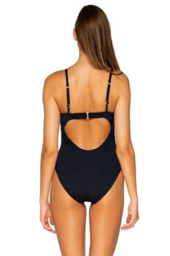Tidepool Over The Shoulder One Piece Swimsuit -Shoreline Trendy 129BLCK One Piece Swimsuit Black Back2