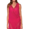 Weekend Wrap Mini Dress 1 Weekend Wrap Mini Dress -Shoreline Trendy 157NEOPI Apparel Dress Neon Pink Front1
