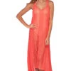 Destination Midi Dress -Shoreline Trendy 163NEOCO Apparel Dress Neon Coral Front