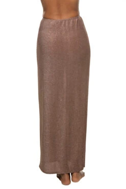 Long Metallic Sarong -Shoreline Trendy 1809FP Apparel Bottom Brown Back