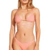 Sol Strappy Triangle Bikini Top 1 Sol Strappy Triangle Bikini Top -Shoreline Trendy 204TWERPC Bikini Top Pink Coral Ecorib Front