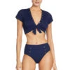 Amy Ribbed Raglan Bikini Top 1 Amy Ribbed Raglan Bikini Top -Shoreline Trendy 220809 Bikini Top Navy Front