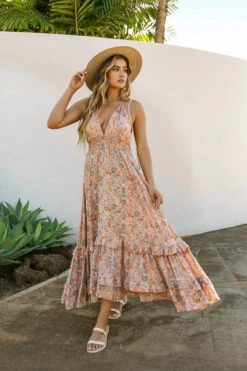 Peachy Flora Maxi Dress -Shoreline Trendy 22133932 Apparel Dress Multi Lifestyle