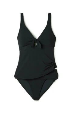 Ava Over The Shoulder Tankini Top -Shoreline Trendy 221710 Tankini Top Black Laydown