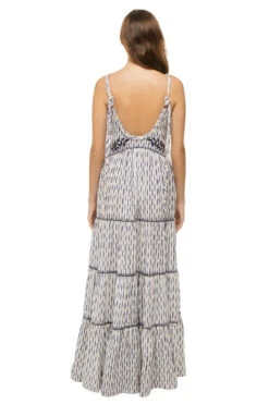 Vall Maxi Dress -Shoreline Trendy 223D15 Apparel Dress Ikat Blue Back
