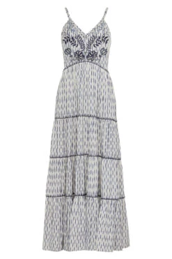 Vall Maxi Dress -Shoreline Trendy 223D15 Apparel Dress Ikat Blue Laydown