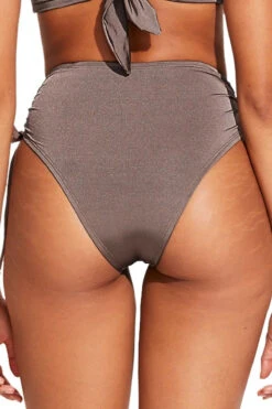 Gemma Ruched High Waist Bikini Bottom -Shoreline Trendy 2330BECMS Bikini Bottom Mineral Shimmer Ecolux Back