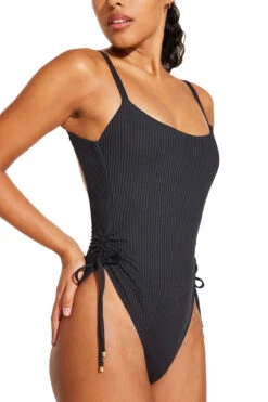 Gemma One Piece Swimsuit -Shoreline Trendy 2350MBTRB One Piece Swimsuit Black Ecorib Side