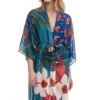 Deep V-Neck Kimono -Shoreline Trendy 23BG 727 Apparel Top Multicolor20 Front