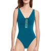 Grommet Over The Shoulder One Piece Swimsuit