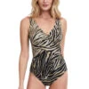 Wildlife Surplice One Piece Swimsuit 2 Wildlife Surplice One Piece Swimsuit -Shoreline Trendy 23WL 177 One Piece Swimsuit Multi Brown Front