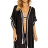 Bonita Lace Up Kimono -Shoreline Trendy 2553932 Apparel Top Black Front1