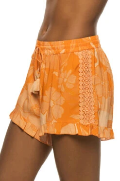 Topaz Ruffle Shorts -Shoreline Trendy 26170713 Apparel Bottom Orange Side