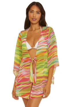 Striped Chiffon Kimono