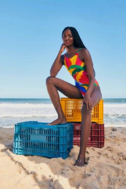 Farm Rio Graphic Sunshine High Neck One Piece Swimsuit -Shoreline Trendy 299783 One Piece Swimsuit Graphic Sunshine Lifestyle