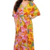 Farm Rio Mixed Beaks & Bananas Maxi Wrap Dress -Shoreline Trendy 303124 Apparel Dress Multi Front