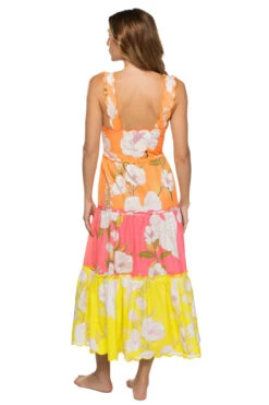 Farm Rio Mixed Neon Garden Midi Dress 7 Farm Rio Mixed Neon Garden Midi Dress -Shoreline Trendy 303152 Apparel Dress Multi Back
