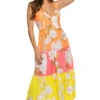 Farm Rio Mixed Neon Garden Midi Dress -Shoreline Trendy 303152 Apparel Dress Multi Front