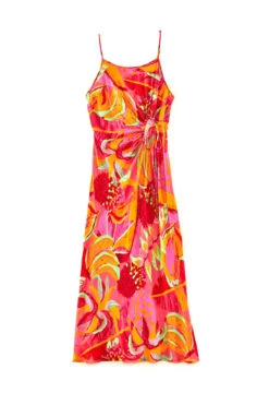 Farm Rio Fruit Brush Cutout Midi Dress -Shoreline Trendy 303154 Apparel Dress Multi Laydown