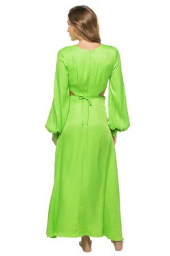 Farm Rio Lime Cut Out Maxi Dress -Shoreline Trendy 303794 Apparel Dress Lime Green Back