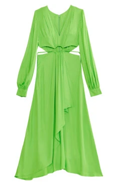 Farm Rio Lime Cut Out Maxi Dress -Shoreline Trendy 303794 Apparel Dress Lime Green Laydown