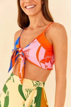 Farm Rio Toucans Crop Top -Shoreline Trendy 306649 Apparel Top Rainbow Toucans Pink Rainbow Toucans Orange Lifestyle