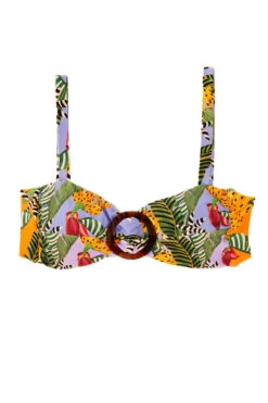 Farm Rio Striped Bananas Bikini Top -Shoreline Trendy 307049 Bikini Top Striped Bananas Laydown