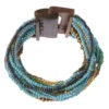 Seed Bead Wood BuckleBracelet -Shoreline Trendy 30709 Bracelet Turquoise Front