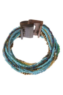 Seed Bead Wood BuckleBracelet