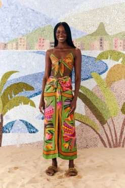 Farm Rio Toucans Scarf Wrap Skirt -Shoreline Trendy 308275 Apparel Bottom Toucans Scarf Lifestyle