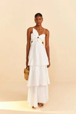 Farm Rio Off-White Flower Maxi Dress -Shoreline Trendy 309145 Apparel Dress Off White Lifestyle1