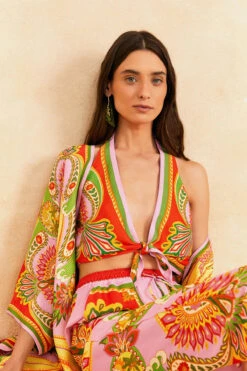 Farm Rio Beach Toucans Scarf Top -Shoreline Trendy 309408 Apparel Top Multi Lifestyle