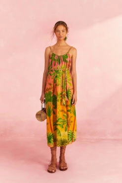 Farm Rio Sunrise Scenario Midi Dress -Shoreline Trendy 309579 Apparel Dress Multi Lifestyle