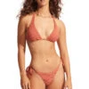 Seafolly Longline Sliding Triangle Bikini Top -Shoreline Trendy 31377 911 Bikini Top Cinnamon Front