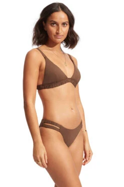 Seafolly Gathered Banded Triangle Bikini Top 7 Seafolly Gathered Banded Triangle Bikini Top -Shoreline Trendy 31403 942 Bikini Top Tiramisu Side