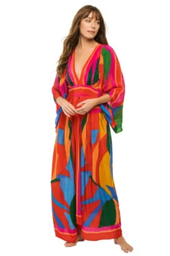 Farm Rio Colorful Leaves Maxi Dress