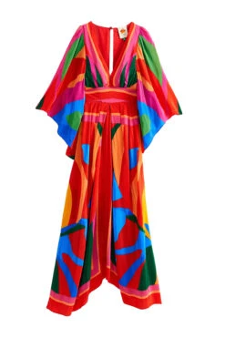 Farm Rio Colorful Leaves Maxi Dress -Shoreline Trendy 314418 Apparel Dress Multi Laydown