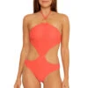 High Neck Monokini One Piece Swimsuit -Shoreline Trendy 3201035 One Piece Swimsuit Papaya Front