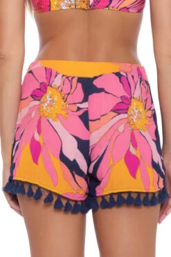 Floral Fringe Shorts -Shoreline Trendy 3324025 Bikini Bottom Multi Back