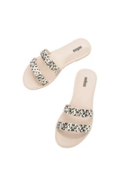 Bling Strappy Slides -Shoreline Trendy 33819 M Shoe Beige Gold Top